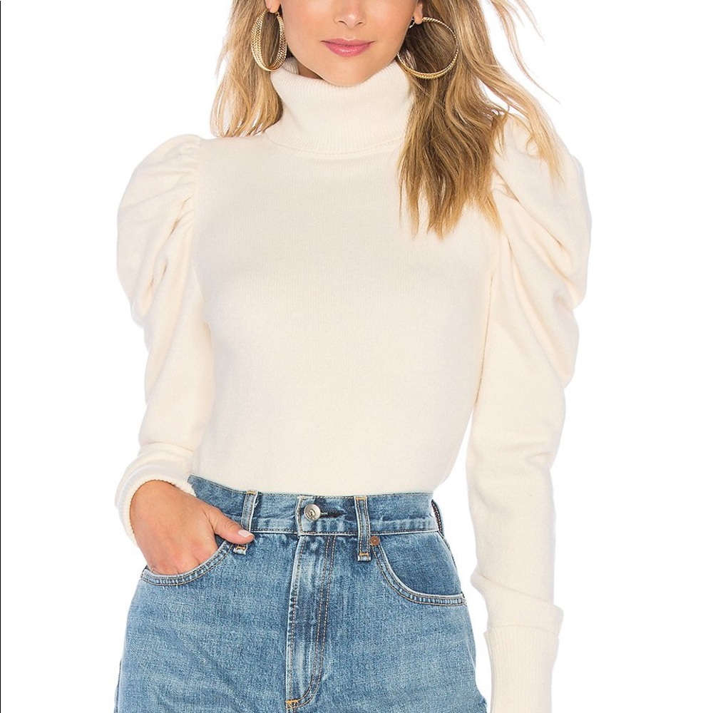 Tularosa Cream Puff Sleeve Turtleneck Sweater - Cream